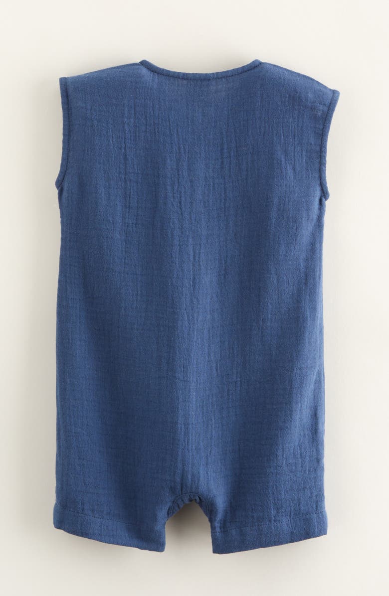Nordstrom Cotton Gauze Henley Romper, Alternate, color, Navy Denim