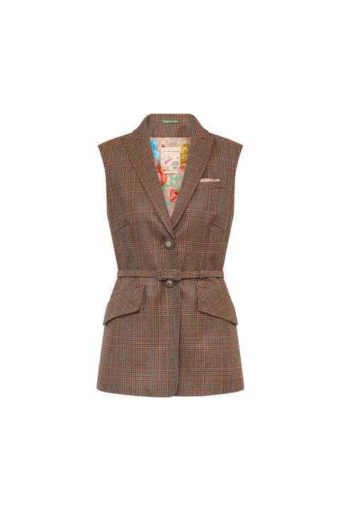 Belted Glencheck Vest