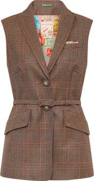 Maison Common Belted Glencheck Vest