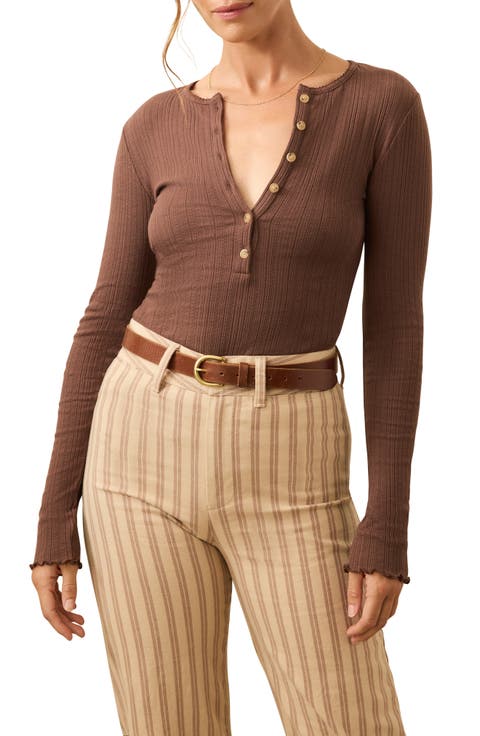 Paradise Pointelle Stitch Organic Cotton Blend Henley