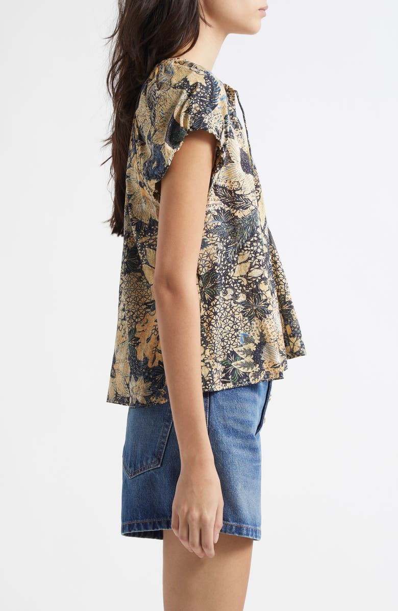 Ulla Johnson Issa Mixed Print Cotton Blend Top, Alternate, color, Bellflower
