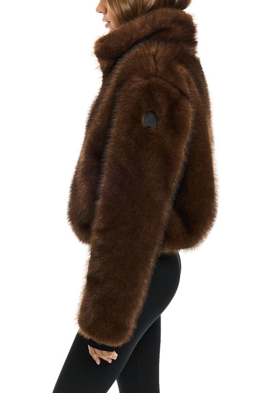 Sam . Bowie Short Faux Fur Bomber Jacket In Brown