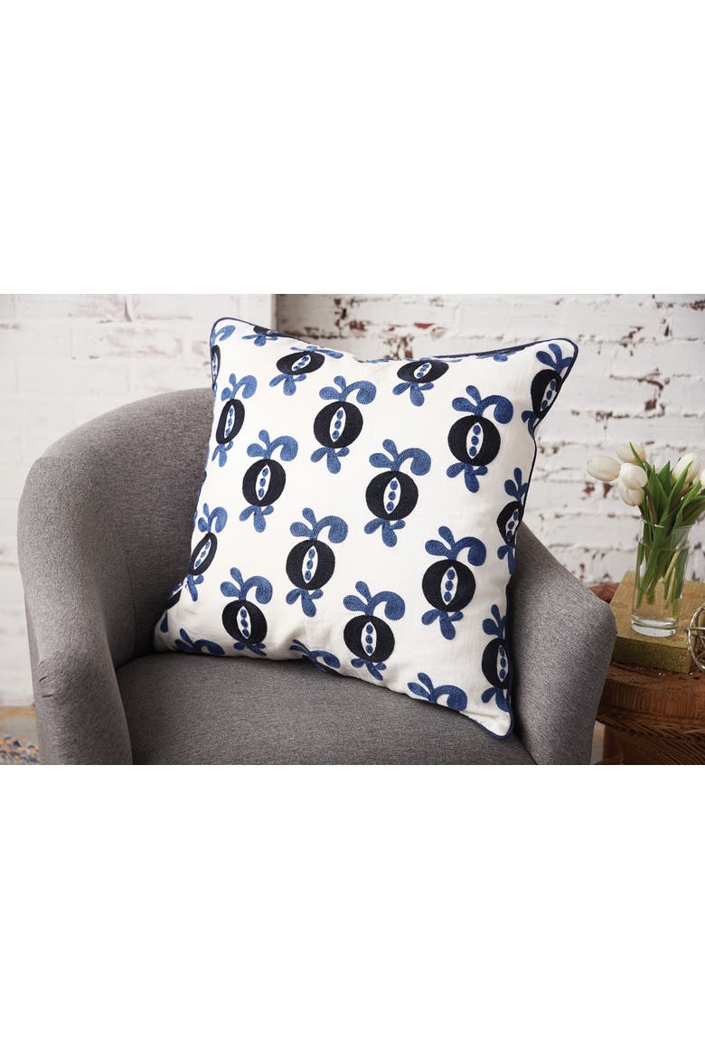 Colonial Williamsburg Georgie Chain Stitch Throw Pillow, 22" x 22", Alternate, color, Blue
