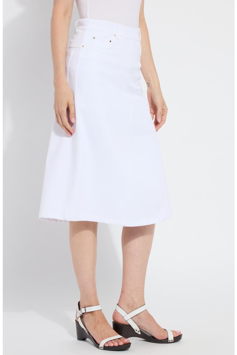 Ballamy A-Line Denim Skirt, Alternate, color, WHITE