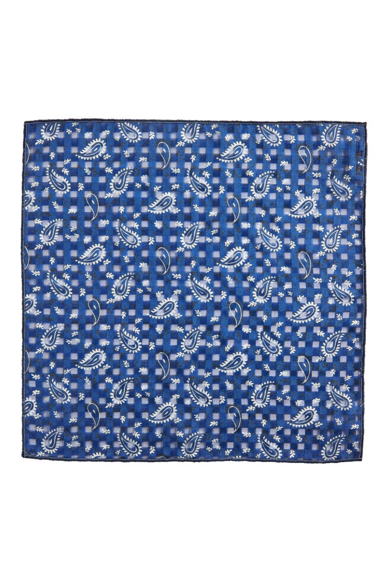 Paisley Silk Pocket Square, Alternate, color, BLUE