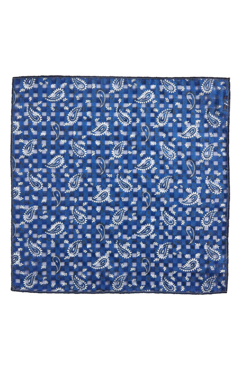 CLIFTON WILSON Paisley Silk Pocket Square, Alternate, color, Blue