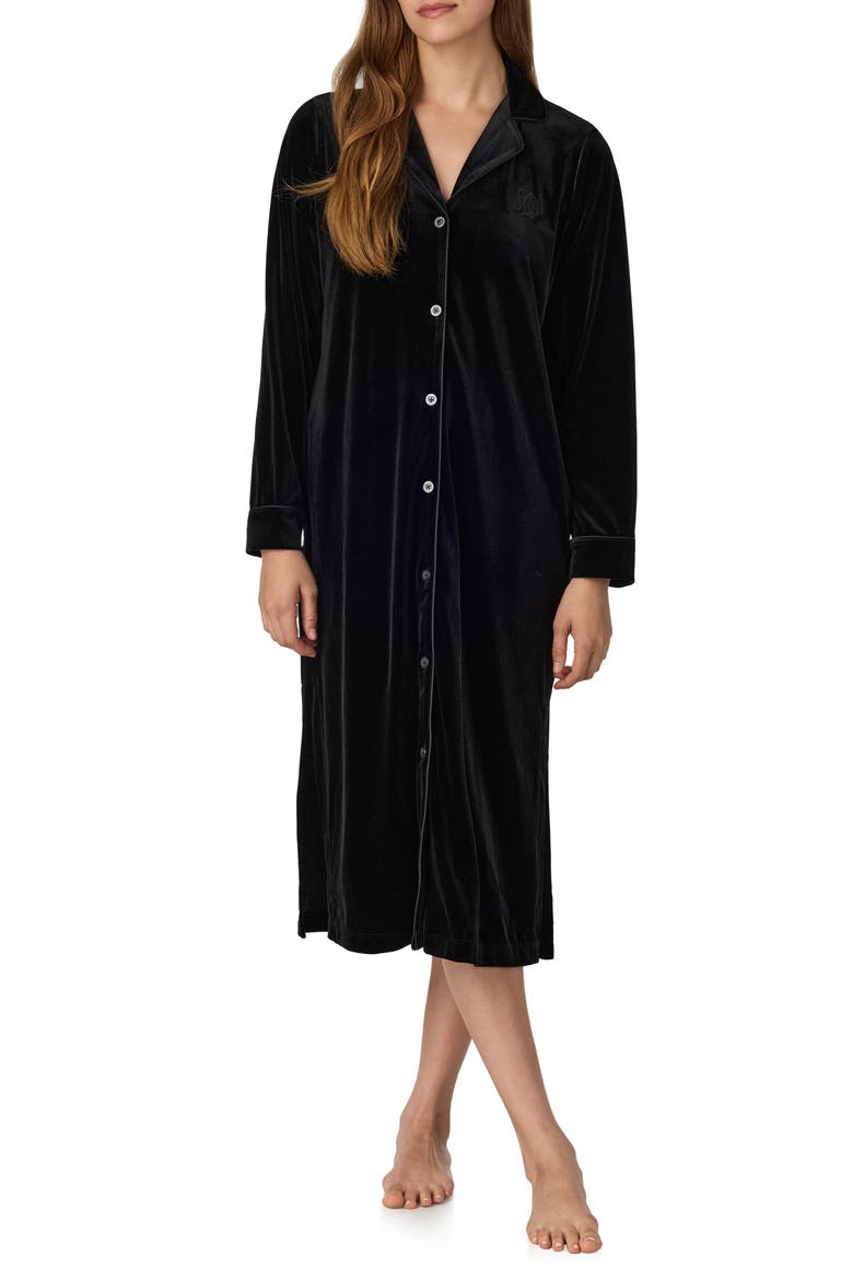 Long Sleeve Nightgown, Main, color, BLACK