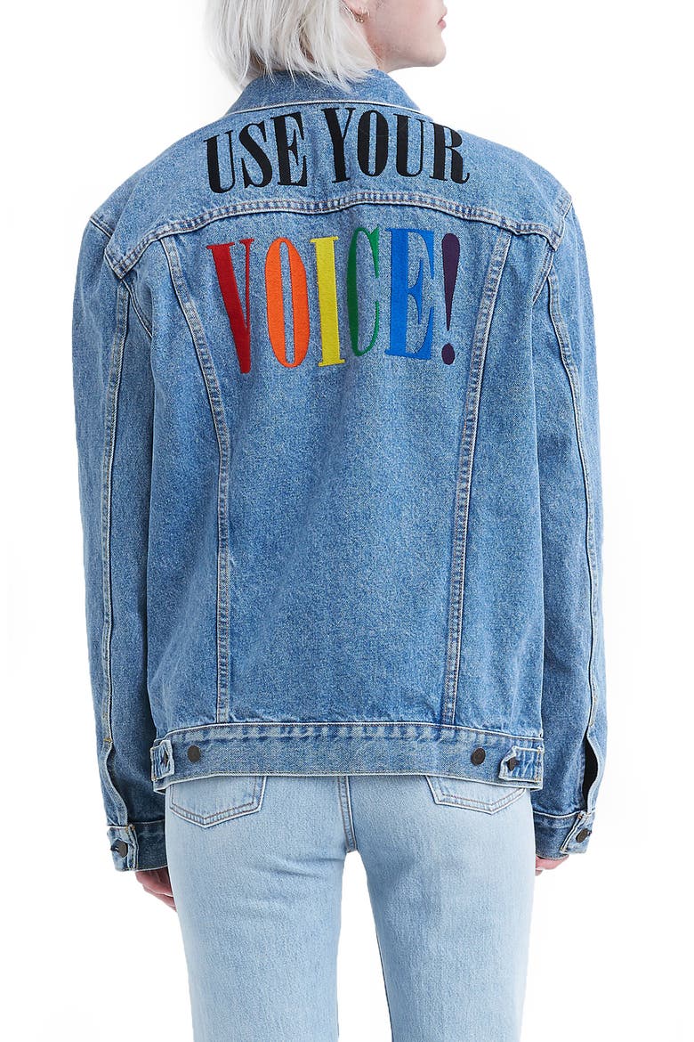 Levi's® Pride Slim Trucker Jacket, Main, color, PRIDE STONEWASH DENIM