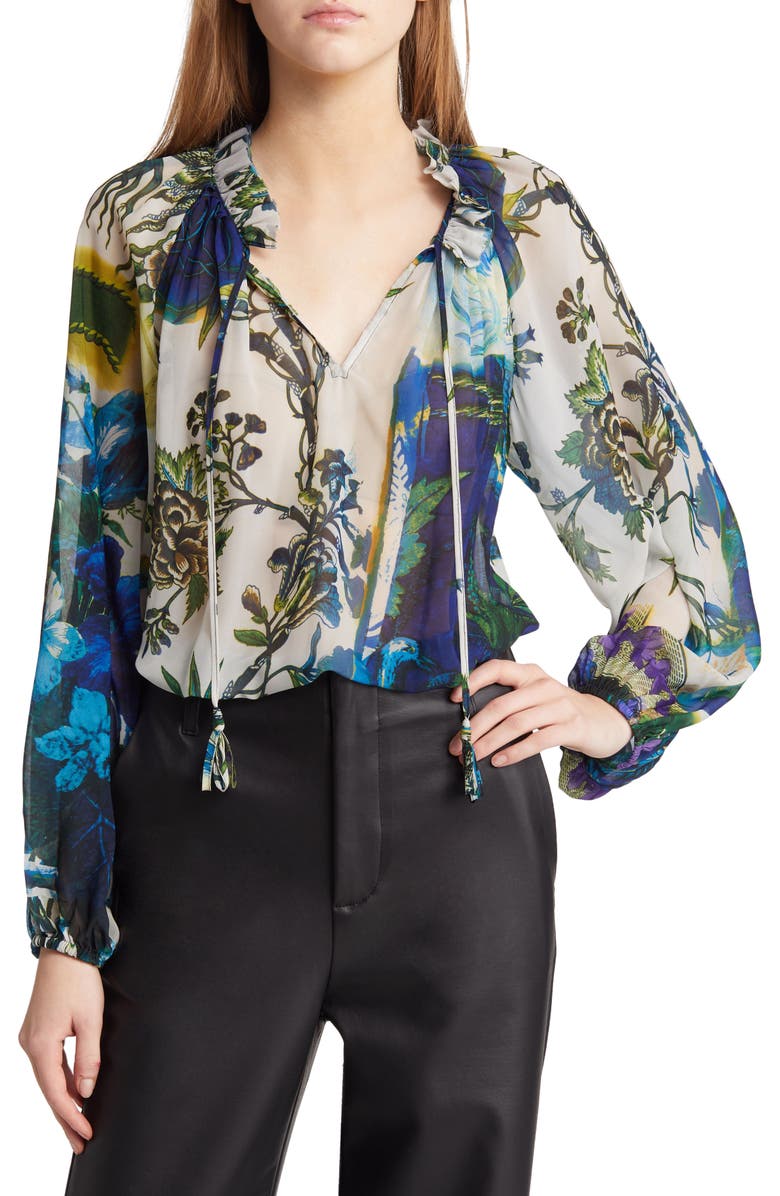 KOBI HALPERIN Zane Floral Print Chiffon Blouse, Main, color, 