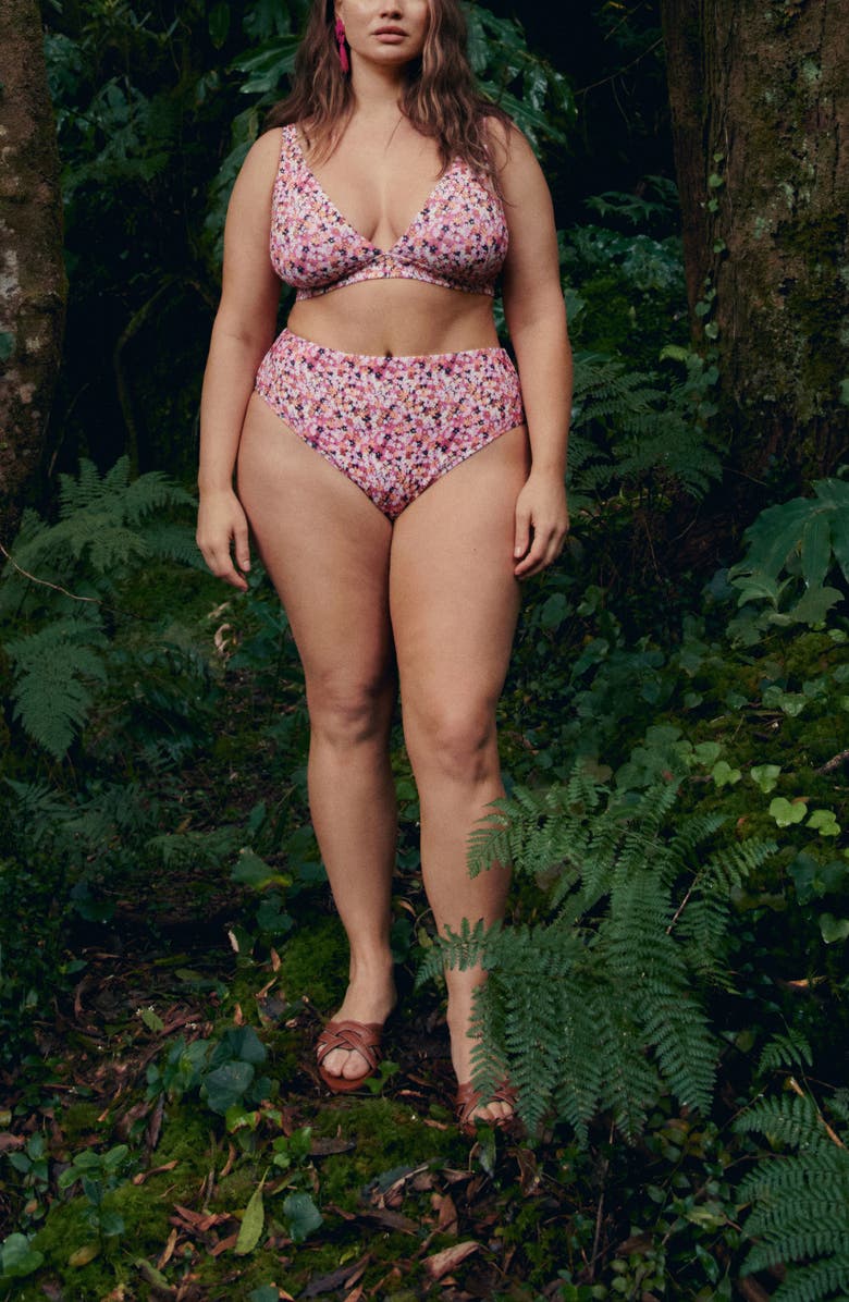 MANGO Floral Triangle Bikini Top, Alternate, color,