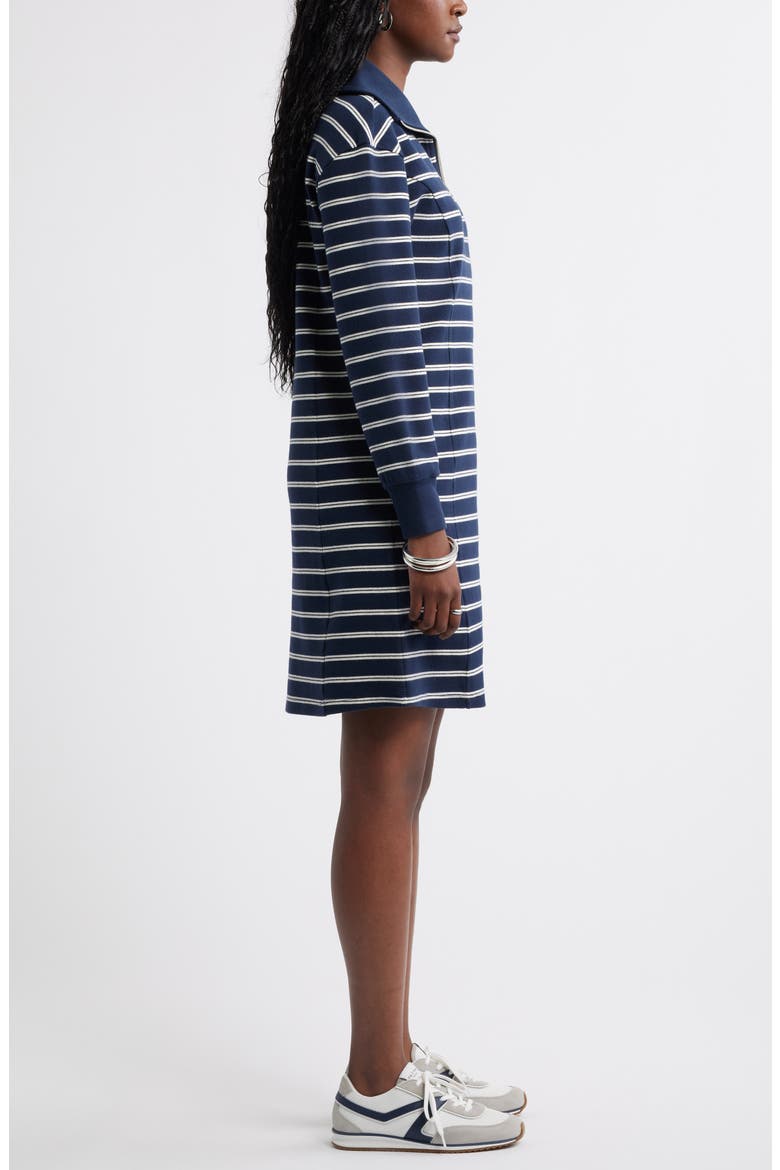 Long Sleeve Half Zip Knit Travel Dress, Alternate, color, NAVY S IVORY SABRINA STRIPE