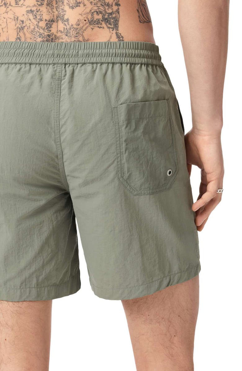 AllSaints Odyssey Logo Swim Trunks, Alternate, color, Spring Green