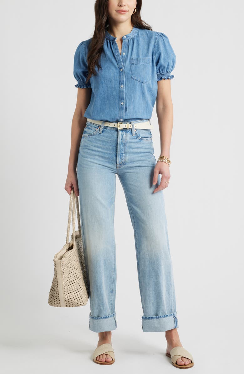 Caslon<sup>®</sup> Chambray Button-Up Shirt, Alternate, color, Medium Wash