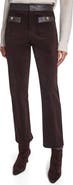 KARL LAGERFELD PARIS Faux Leather Trim Corduroy Pants