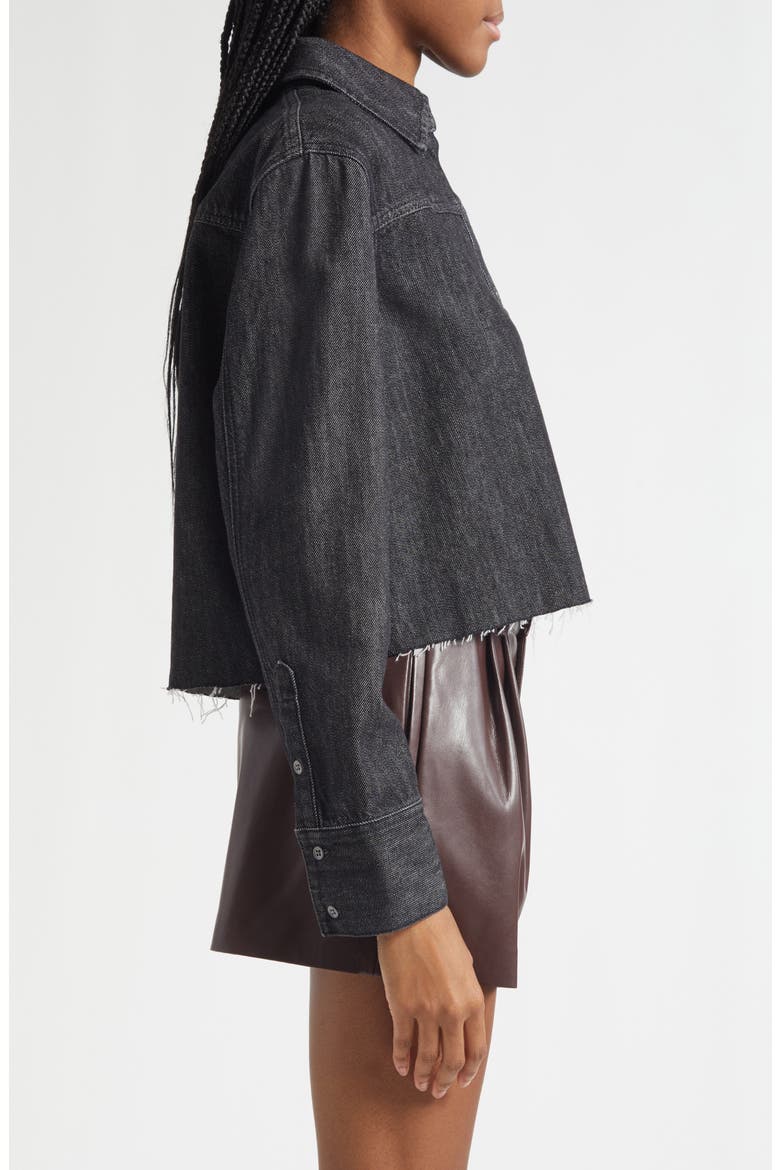 Raw Hem Denim Button-Up Shirt, Alternate, color, DEN LACK