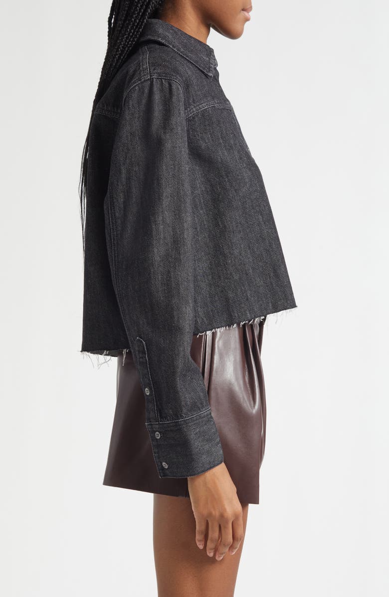 Alice + Olivia Raw Hem Denim Button-Up Shirt, Alternate, color, Den Lack