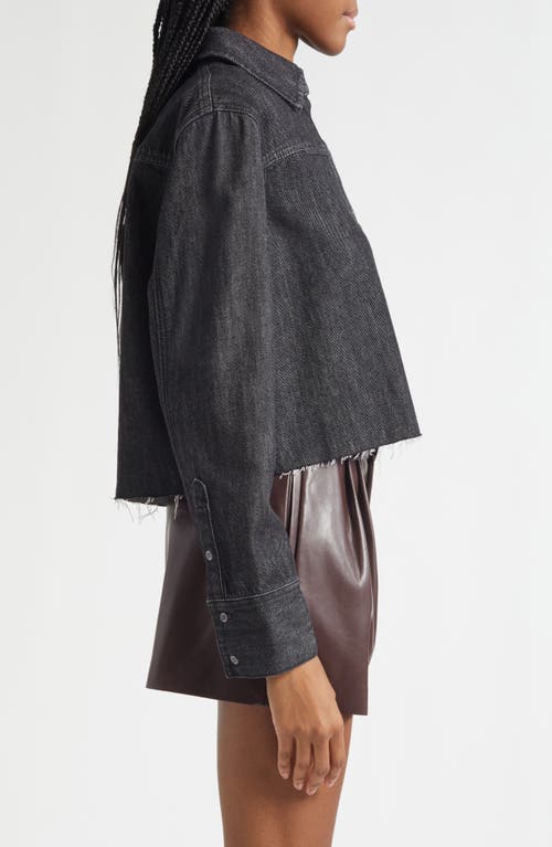 Alice And Olivia Alice + Olivia Raw Hem Denim Button-up Shirt In Black