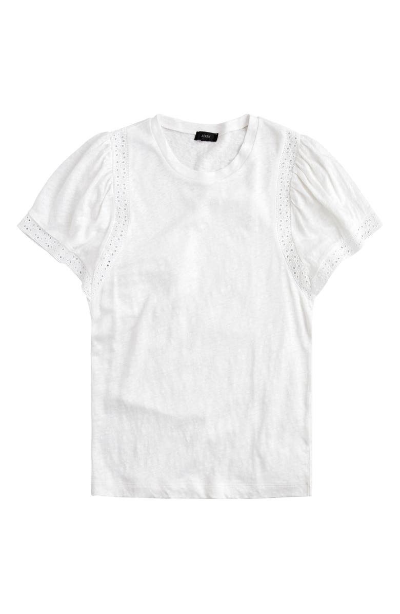 J.Crew Linen Flutter Sleeve Tee, Main, color, 