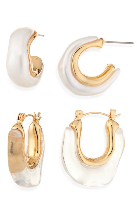 Set of 2 Resin Hoop Earrings