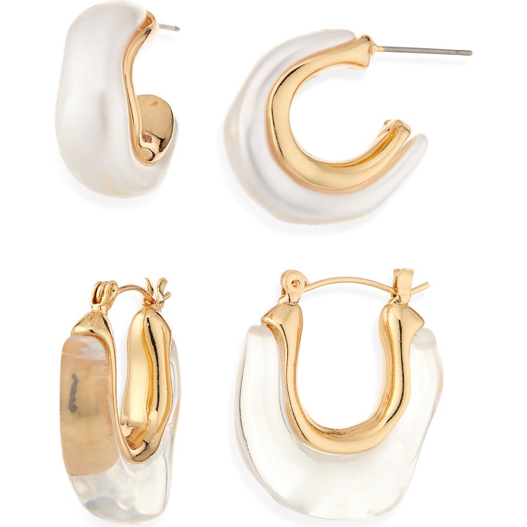 Tasha Set Of 2 Resin Hoop Earrings In White