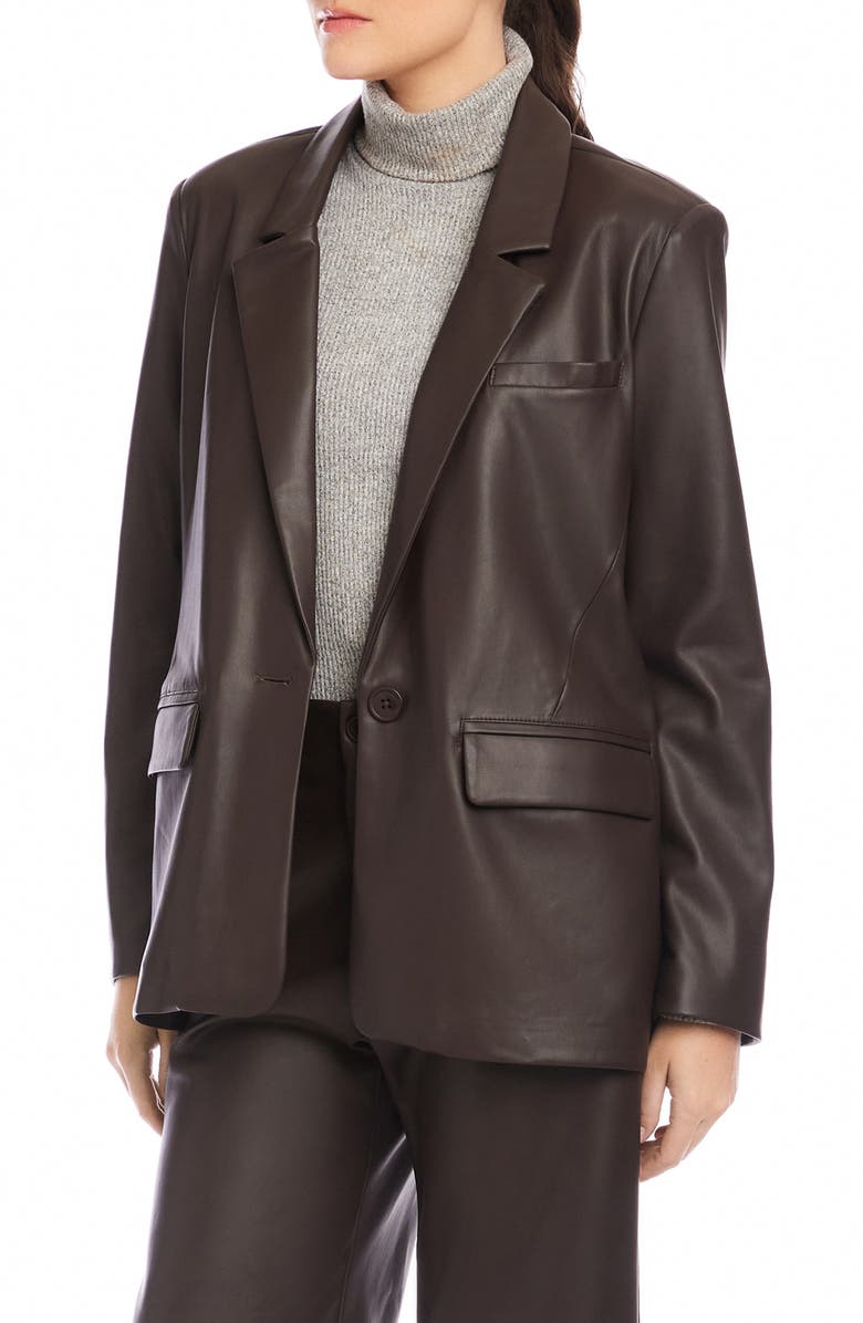 FIFTEEN TWENTY Regan Faux Leather Blazer, Alternate, color, Brown