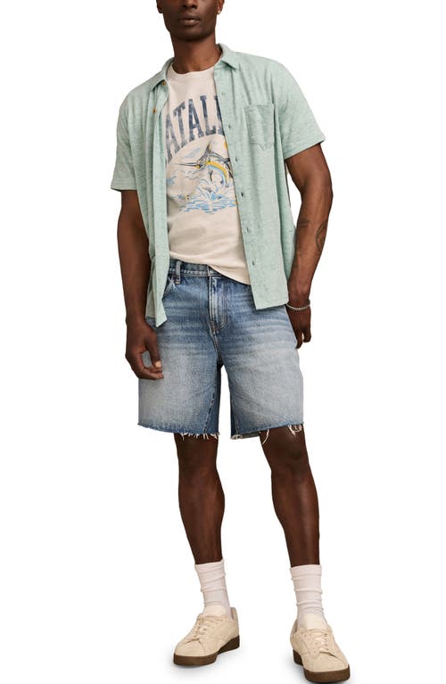Lucky Brand Short Sleeve Marled Linen Button-up Shirt