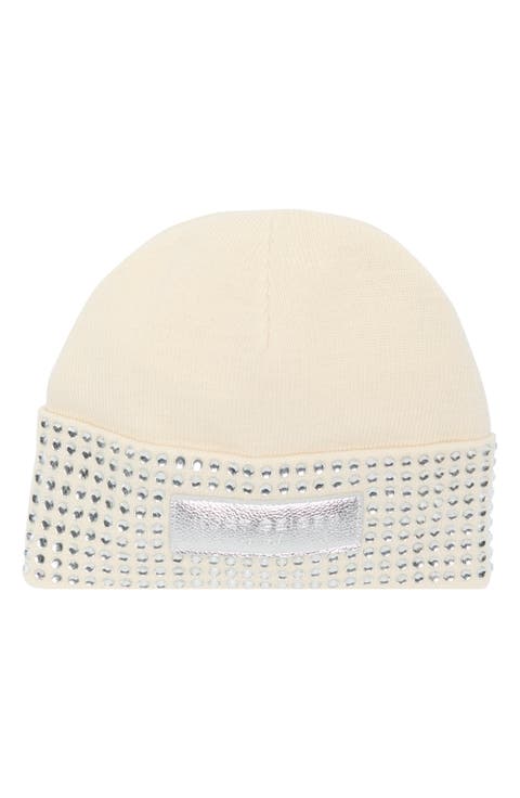 Logo Patch Crystal Cuff Beanie