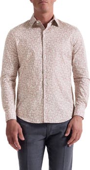Bugatchi Julian Shaped Fit Floral Stretch Cotton Button-Up Shirt