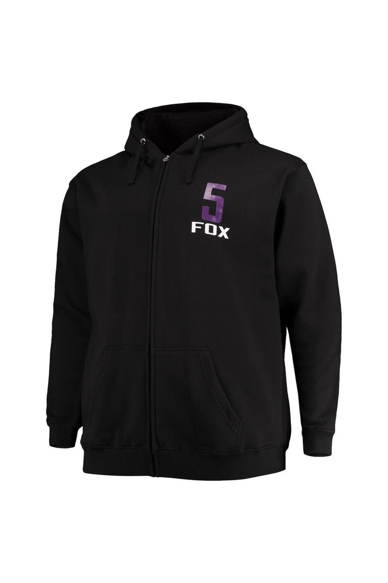 Men's Fanatics Branded De'Aaron Fox Black Sacramento Kings Big & Tall Player Name & Number Full-Zip Hoodie Jacket, Alternate, color, Black