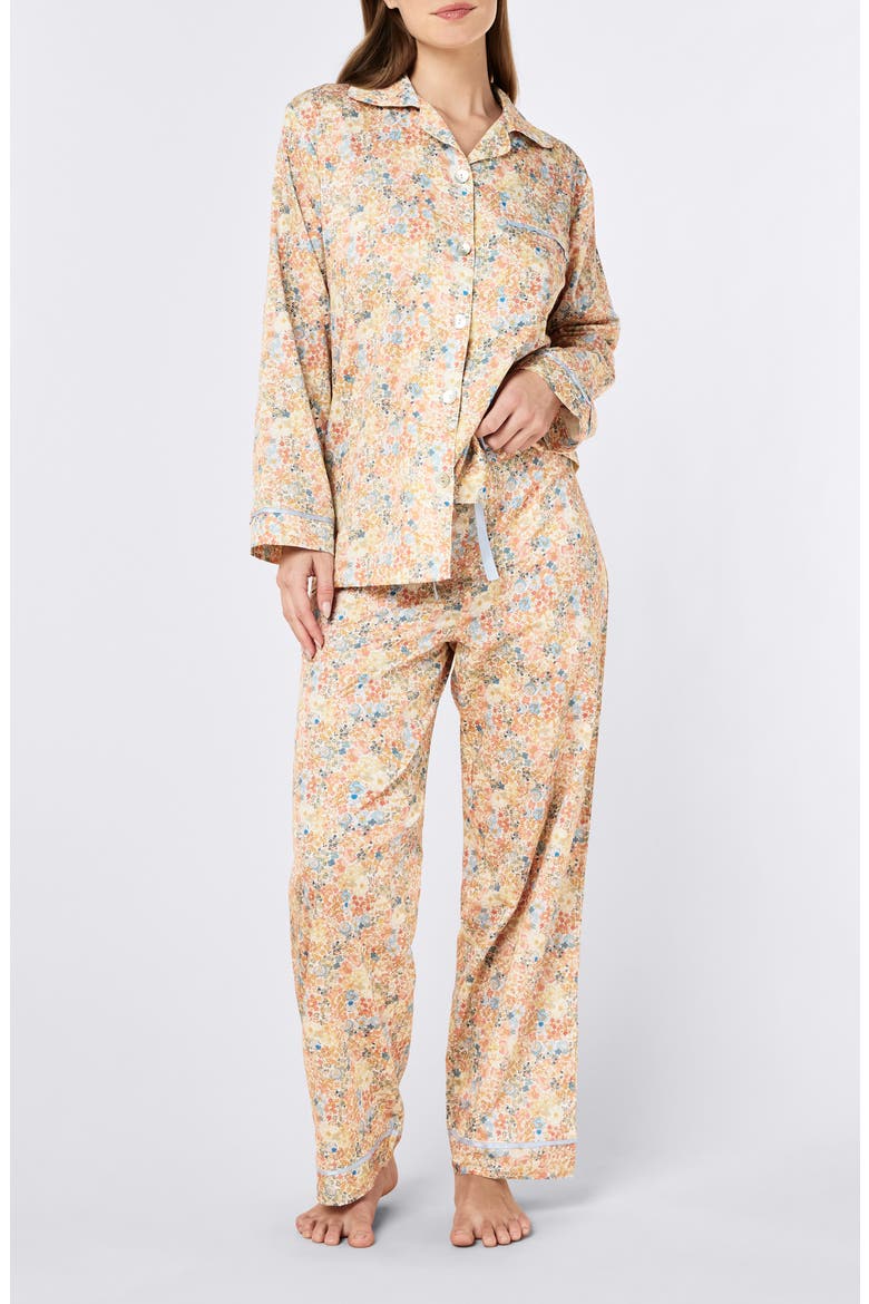 Carly Floral Print Cotton Sateen Pajamas, Alternate, color, HONEY YELLOW