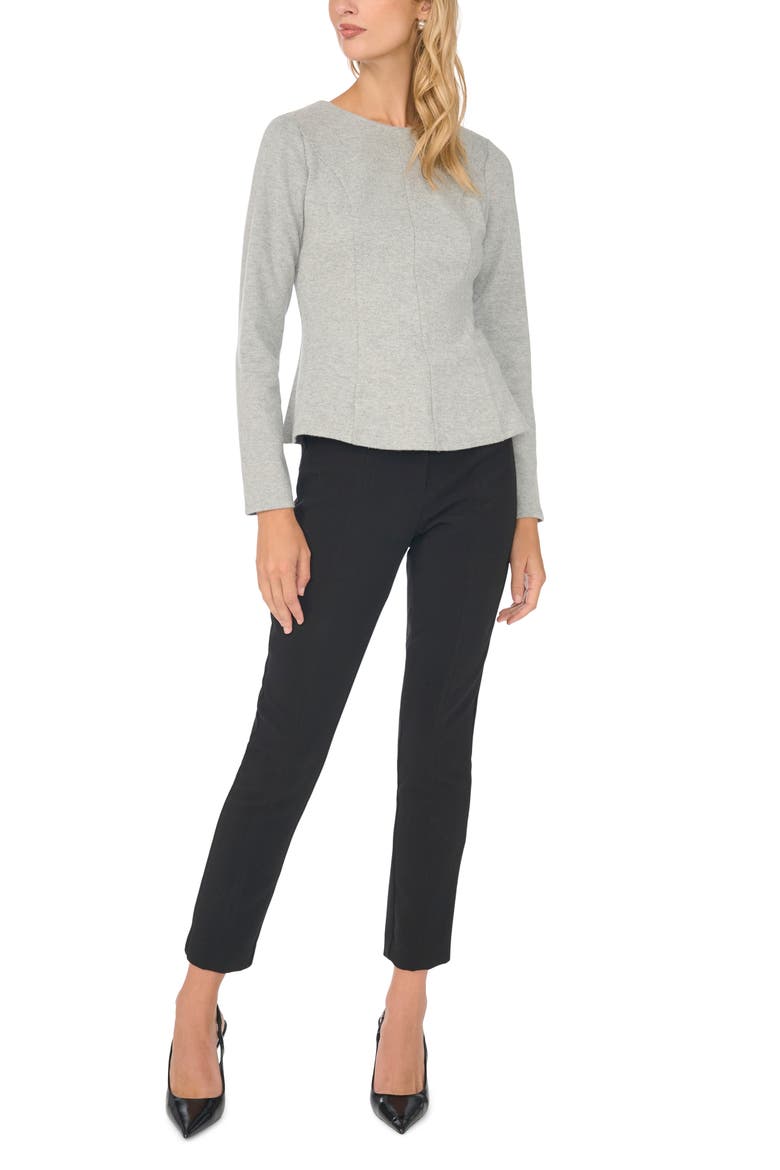 Long Sleeve Peplum Top, Alternate, color, LT HTHR GREY