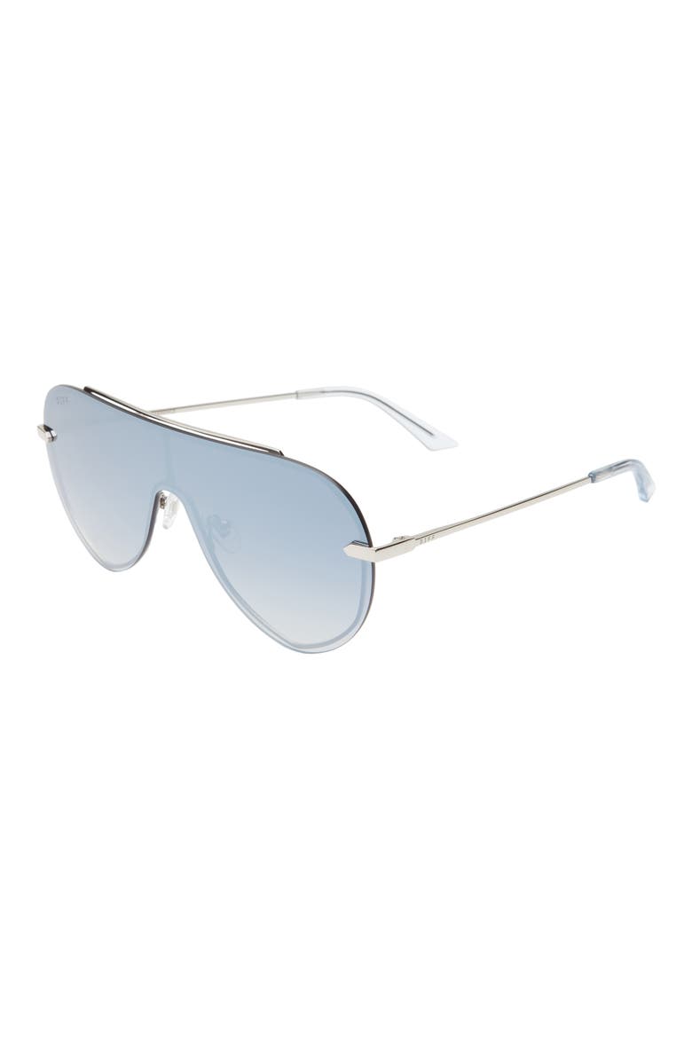 Imani 139mm Gradient Shield Sunglasses, Alternate, color, GREY GRADIENT W SILVER FLASH