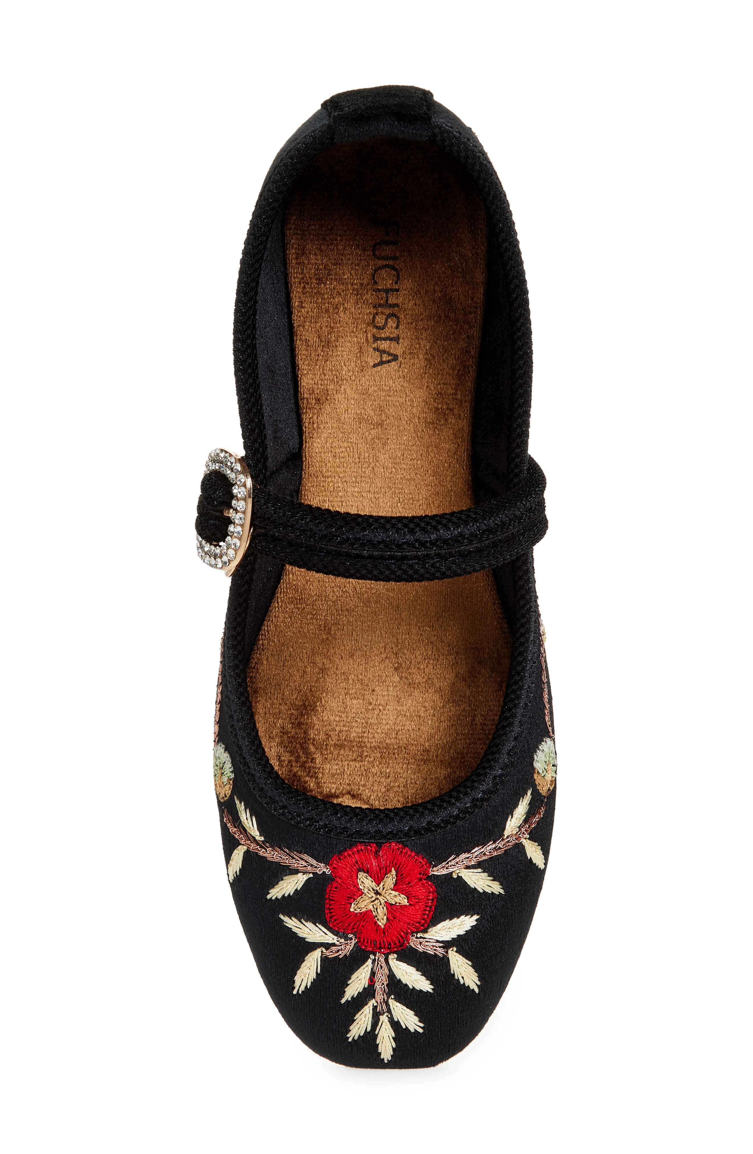 FUCHSIA Paradise Floral Embroidered Mary Jane, Alternate, color, Black
