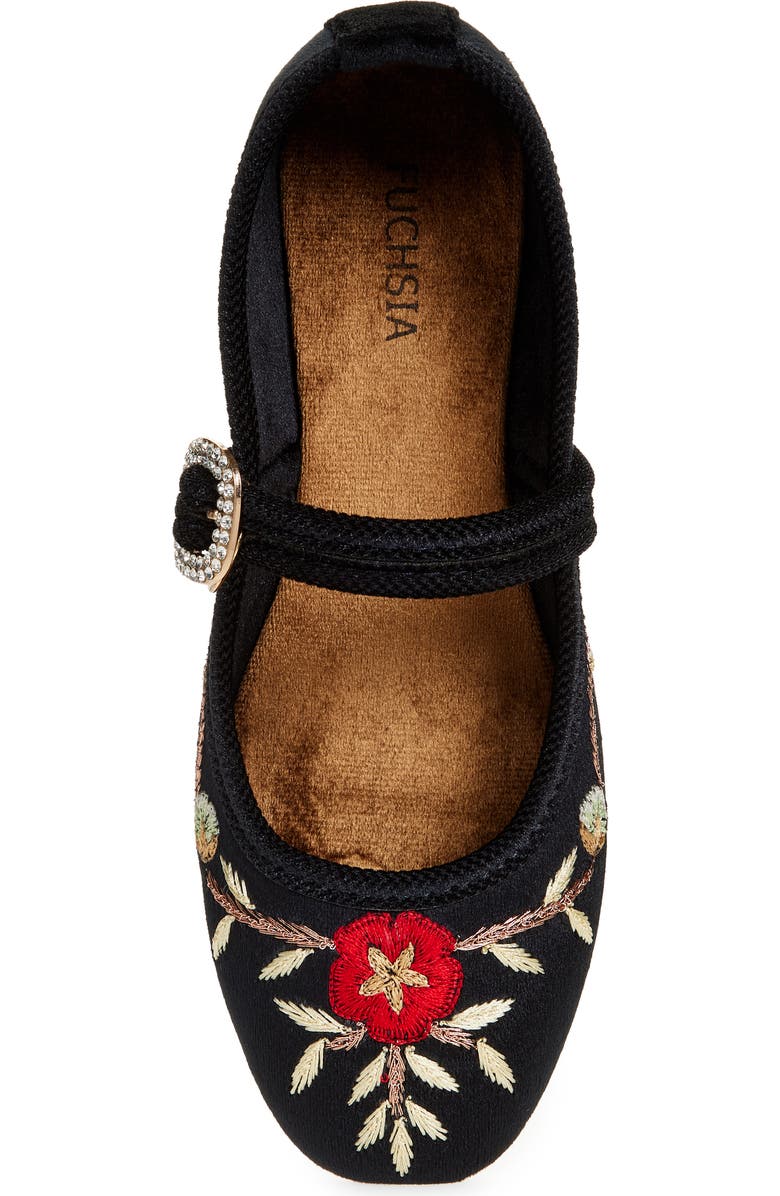 FUCHSIA Paradise Floral Embroidered Mary Jane, Alternate, color, Black