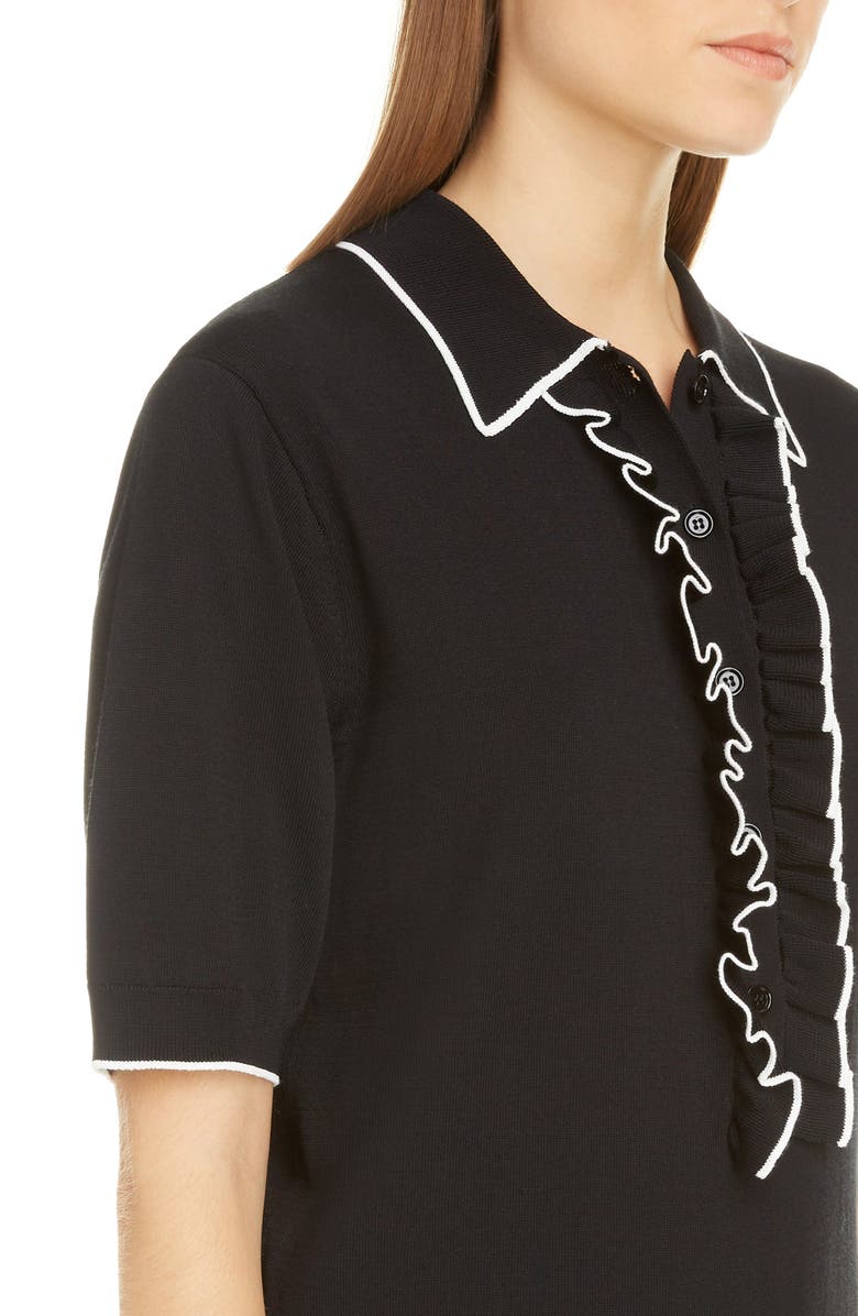 Dries Van Noten Jakele Ruffle Placket Sweater, Alternate, color, 