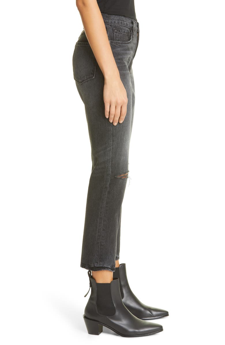 FRAME Le Sylvie Ripped High Waist Straight Leg Jeans, Alternate, color,