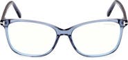 TOM FORD 56mm Rectangular Blue Light Blocking Glasses