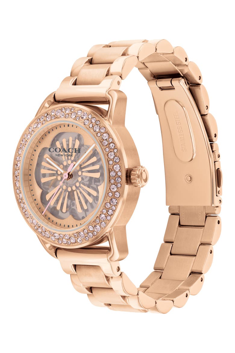 Cruiser Skeletal Automatic Bracelet Watch, 37mm, Alternate, color, CARNATION GOLD