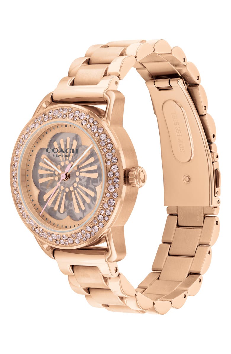COACH Cruiser Skeletal Automatic Bracelet Watch, 37mm, Alternate, color, Carnation Gold