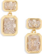 Shashi Emerald Cut Cubic Zirconia Double Drop Earrings