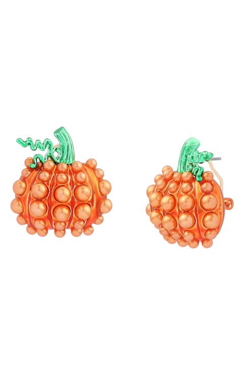 Imitation Pearl Pumpkin Stud Earrings