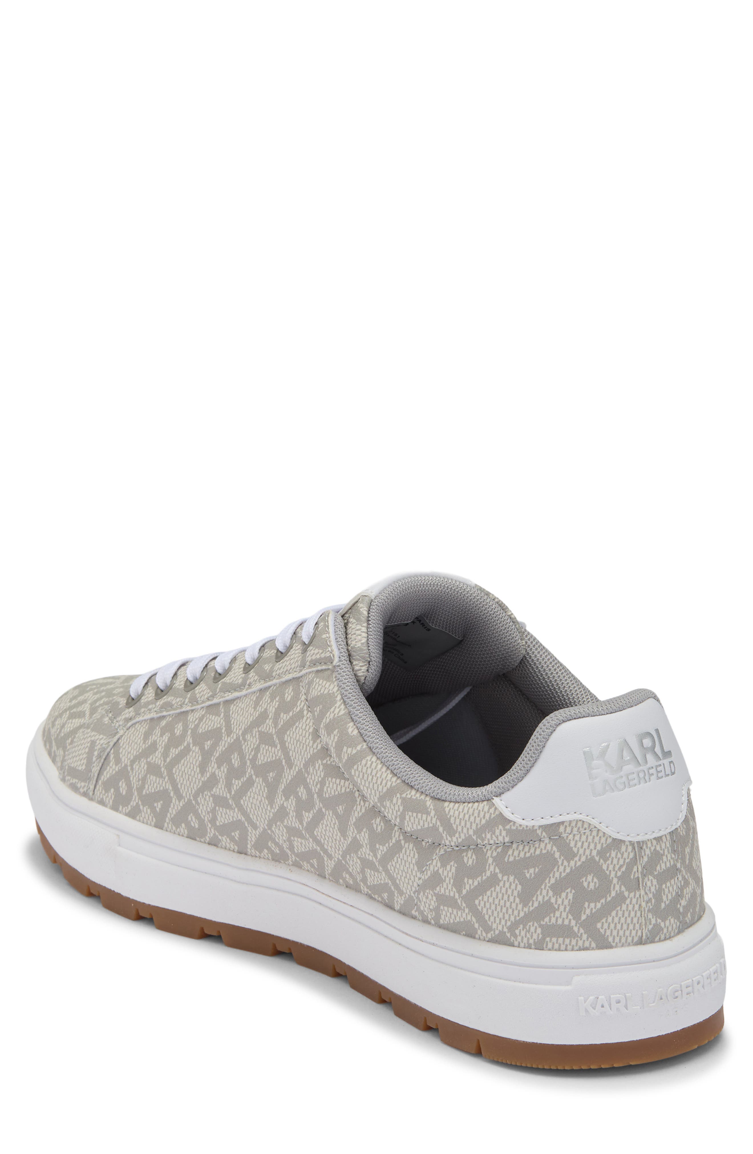 KARL LAGERFELD PARIS Allover Logo Sneaker, Alternate, color, Grey/ White
