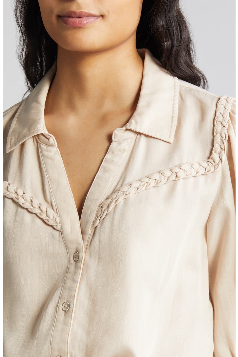 Blouson Sleeve Western Button-Up Shirt, Alternate, color, MACADAMIA