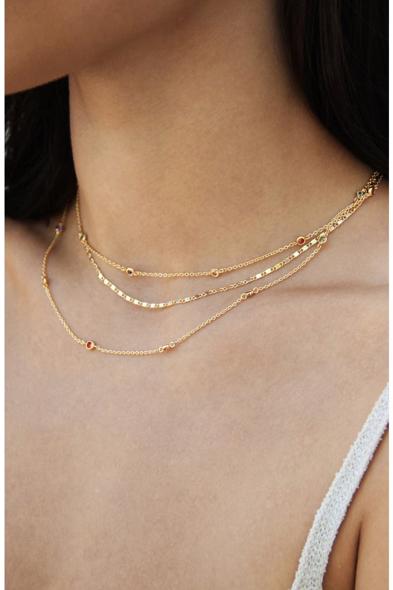 Rainbow Layered Necklace, Alternate, color, GOLD