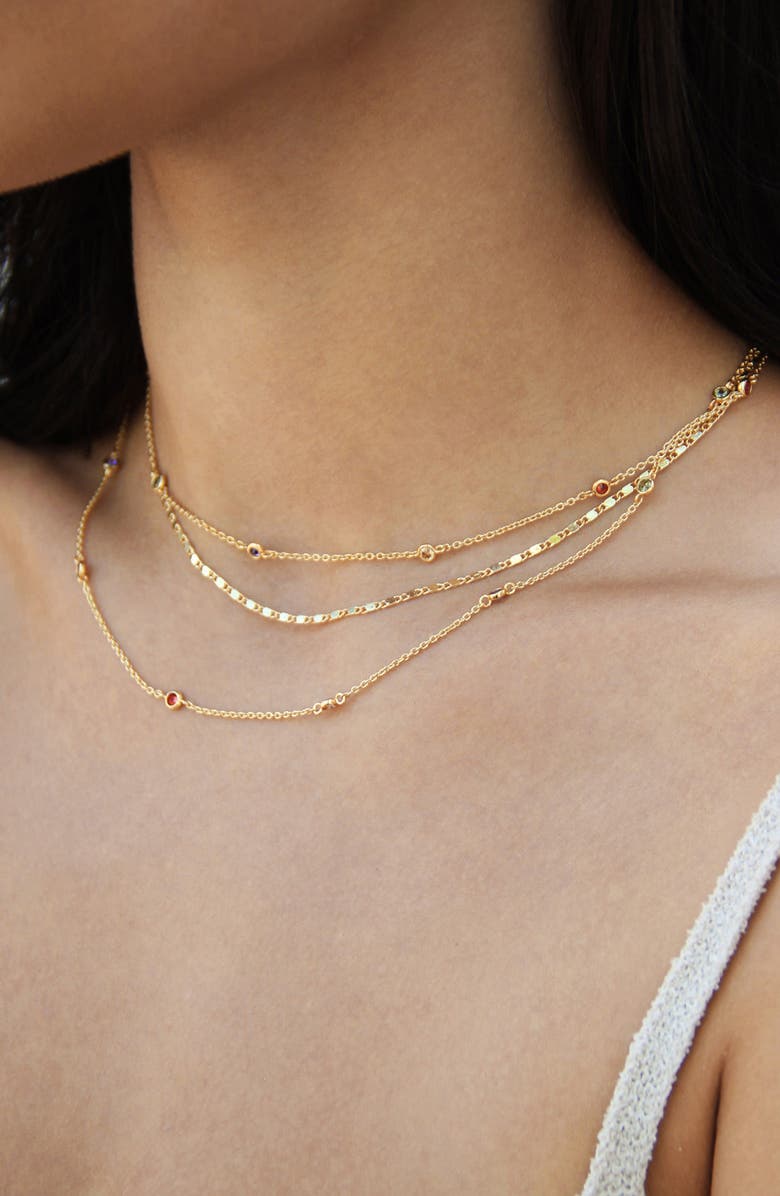 Ettika Rainbow Layered Necklace, Alternate, color, Gold