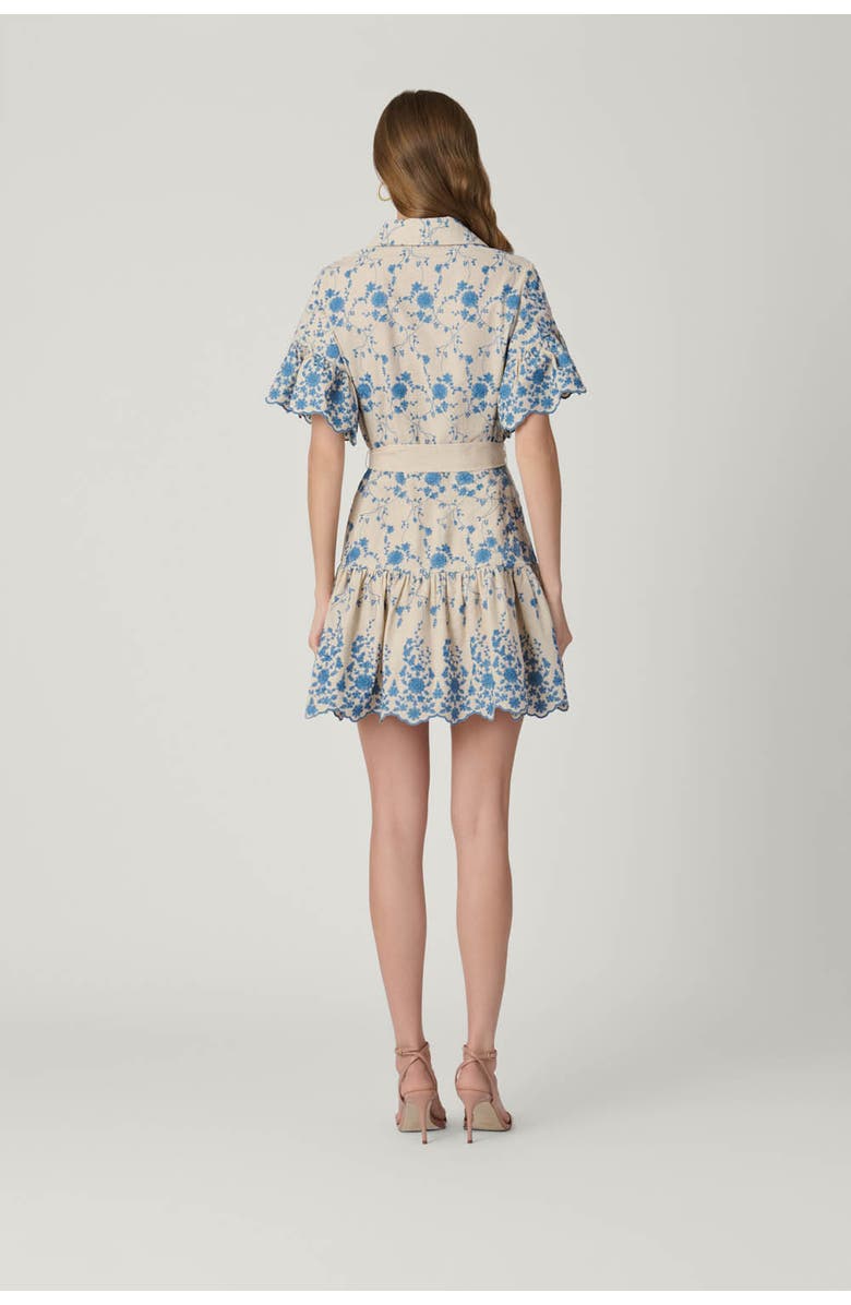 Shoshanna Lima Serra Embroidery Dress, Alternate, color, Flax/Powder Blue