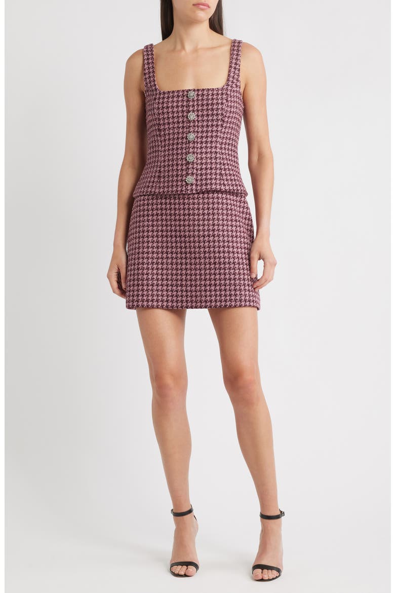Calissa Houndstooth Minidress, Main, color, MAUVEWOOD MULTI