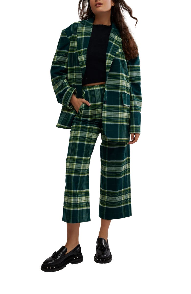 Free People Reggie Oversize Blazer, Alternate, color, Green Combo