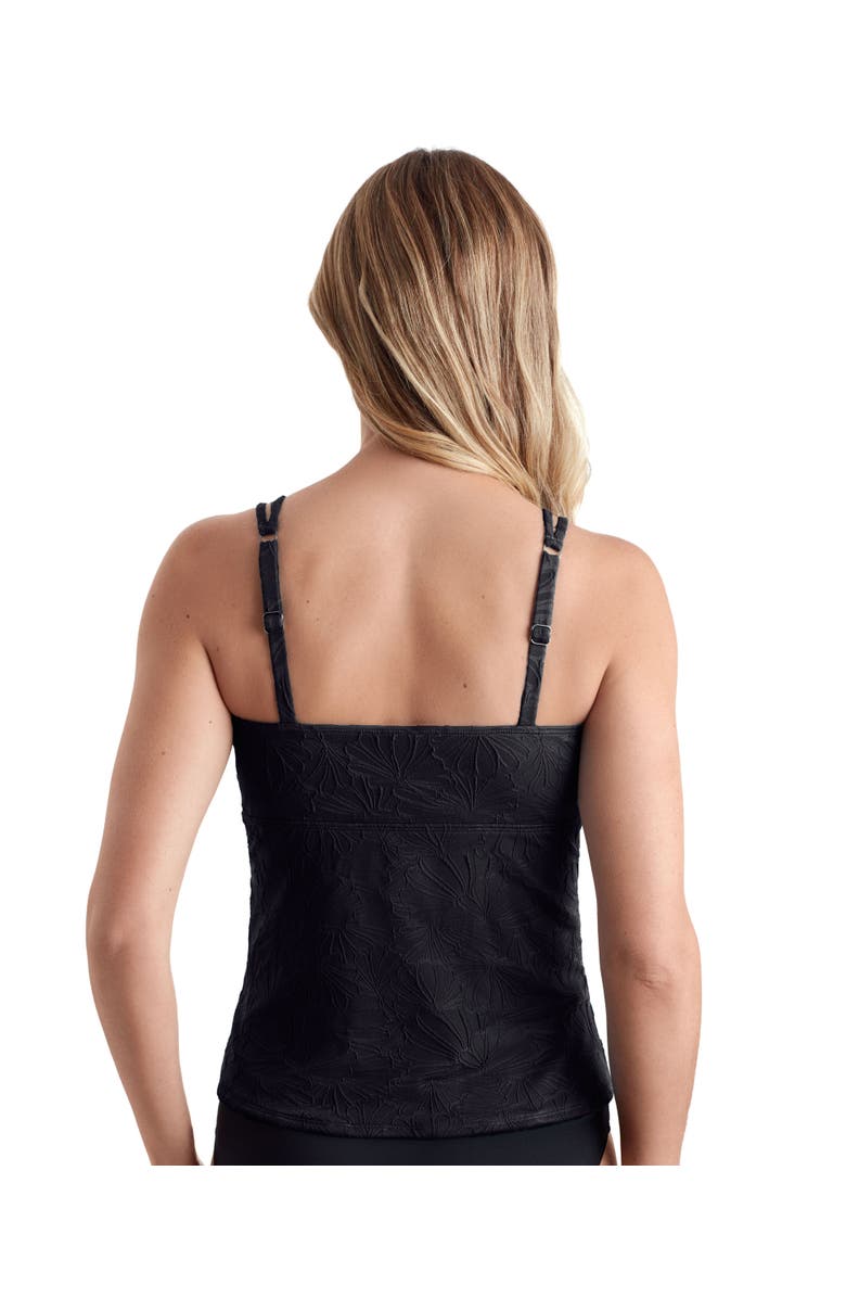 ShapeSolver Crossover Tankini Swimsuit Top, Alternate, color, Black Pressed Flowers