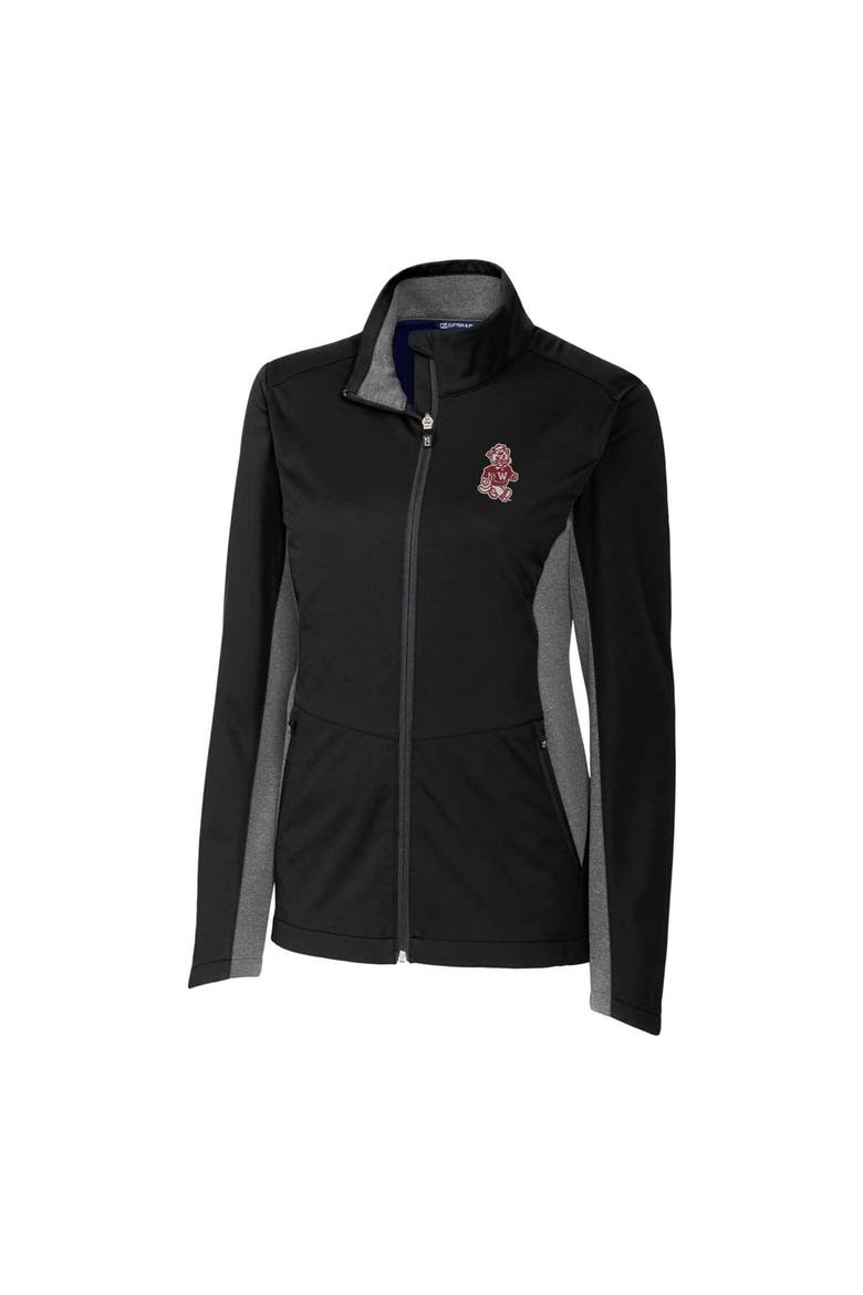 Women's Cutter & Buck Black Washington State Cougars Vault Navigate Softshell Full-Zip Jacket, Alternate, color, Black